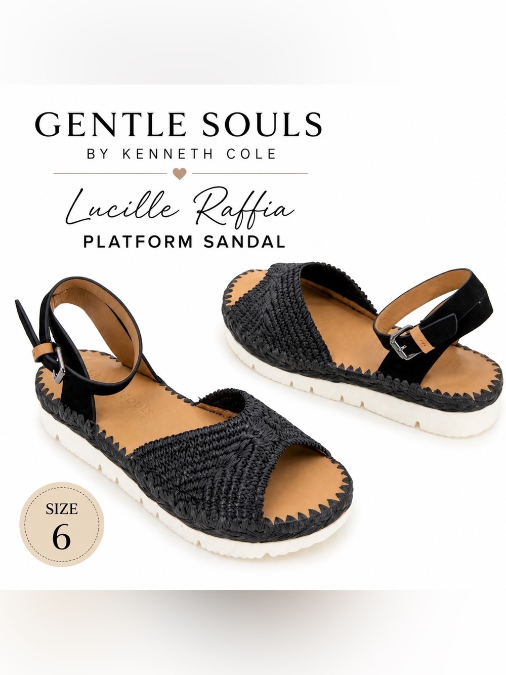 GENTLE SOULS BY KENNETH COLE Lucille Raffia
Platform Sandal/size 6